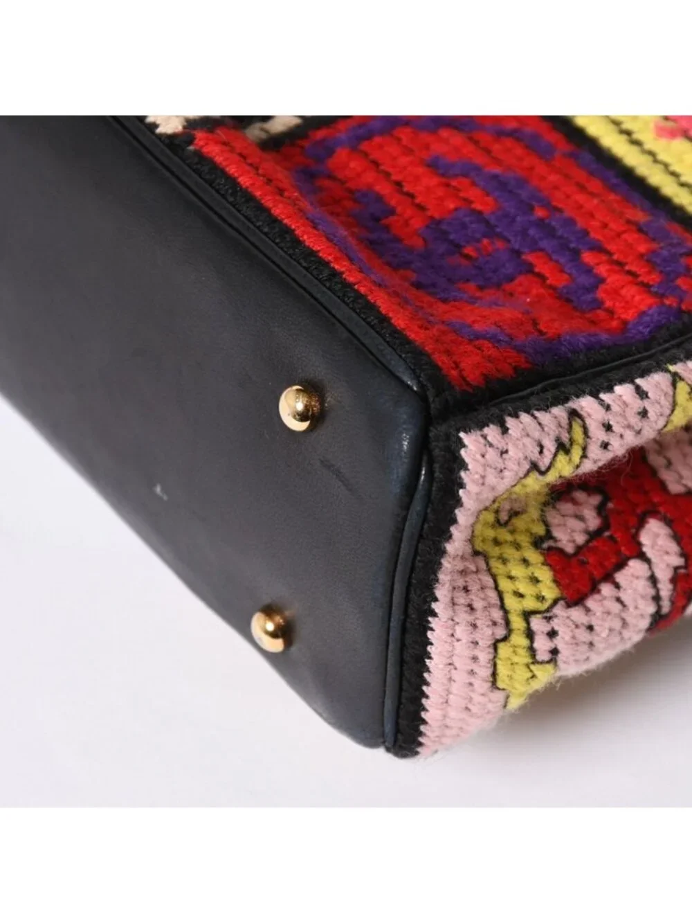Chanel Icon Chain Bag CC Logo Wool Leather Multicolor Gold